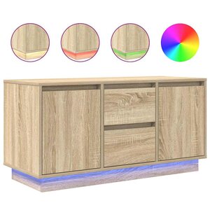 vidaXL Meuble TV avec lumières LED chêne sonoma 100x41x50 cm