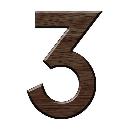 Numéro 3-Numéro adhésif pour boîtes aux lettres - Résine de 3 mm, hauteur environ 50 mm - Voyager (chêne moyen)