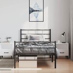 vidaXL Cadre de lit métal sans matelas et pied de lit noir 100x200 cm