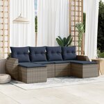 vidaXL Salon de jardin 6 Pièces avec coussins gris résine tressée