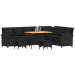 vidaXL Salon de jardin 4 Pièces avec coussins forme L noir résine tressée
