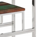 vidaXL Table console argenté acier inoxydable/bois massif récupération