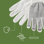 Pack and Move - Lot de 12 Paires de gants de travail déménagement - Coton et PVC antidérapant - Blanc et Noir