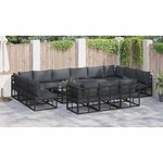 vidaXL Ensemble de canapé de jardin avec coussin 13 Pièces Noir Aluminium