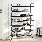 vidaXL Range-chaussures avec 7 étagères Métal et plastique Noir