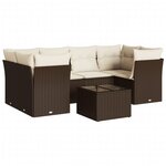 vidaXL Salon de jardin avec coussins 7 Pièces marron résine tressée