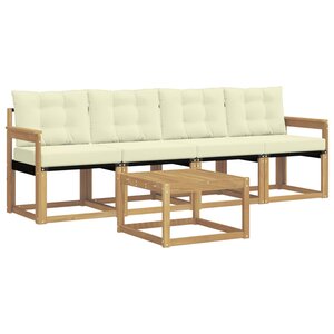 vidaXL Ensemble de canapés d'extérieur 5 pc Blanc et crème