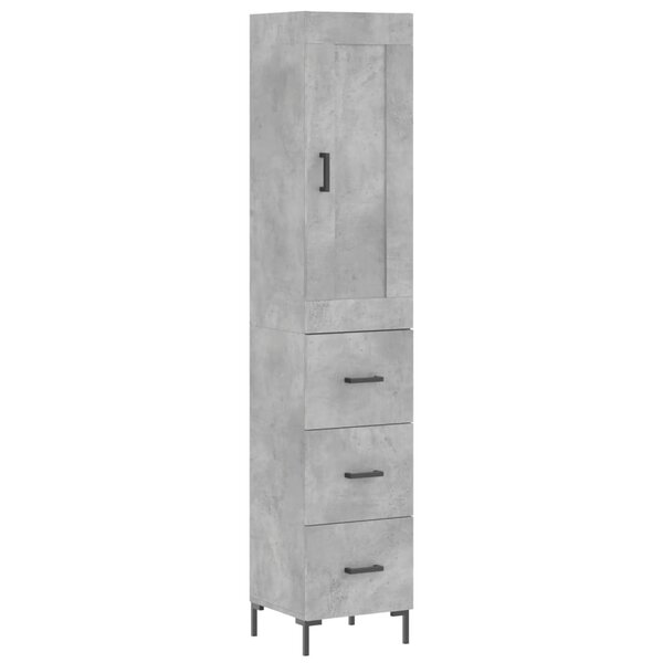 vidaXL Buffet haut Gris béton 34 5x34x180 cm Bois d'ingénierie