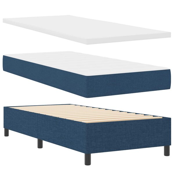 vidaXL Lit à ressorts avec matelas avec LED Bleu 100 x 200 cm tissu