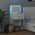 vidaXL Table de chevet murale avec lumières LED blanc