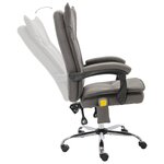 vidaXL Chaise de bureau de massage Gris Tissu