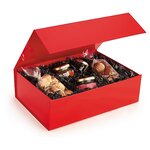 Boîte cadeau pelliculée rouge avec fermeture aimantée 22 5 x 22 5 x 10 5 cm (lot de 10)