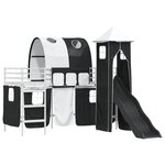 vidaXL Lit mezzanine pour enfants Blanc et Noir 74 5 x 190 cm Métал