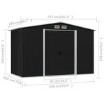 vidaXL Abri de stockage pour jardin Anthracite Acier 257x205x178 cm