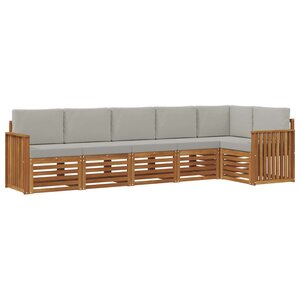 vidaXL Ensemble de canapé d'angle 6 Pièces Gris Naturel et Clair