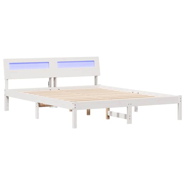 vidaXL Cadre de lit avec tête de lit Blanc 140 x 200 cm Pin massif