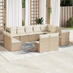 vidaXL Salon de jardin avec coussins 12 Pièces beige résine tressée