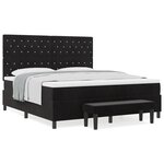 vidaXL Lit avec sommier  matelas & banc noir 180x200 cm en velours