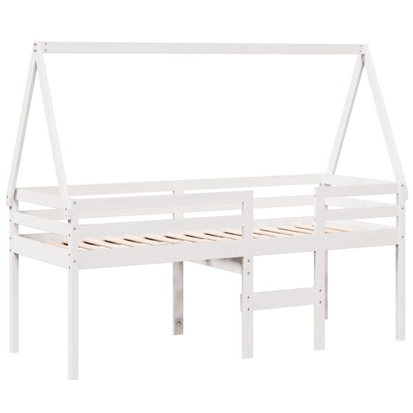 vidaXL Lit haut avec toit blanc 90x200 cm bois de pin massif