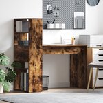 vidaXL Bureau avec Rangement Chêne Fumé 113x54x120 cm Bois d'ingénierie