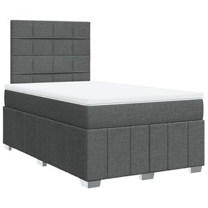 vidaXL Sommier à lattes de lit avec matelas Gris foncé 120x200cm Tissu