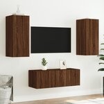 vidaXL Unités murales TV avec LED 4 Pièces chêne marron bois d'ingénierie