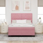 Lit à ressort vidaXL avec matelas Rose 140x200 cm Velours