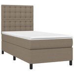 vidaXL Sommier à lattes de lit et matelas et LED Taupe 100x200cm Tissu