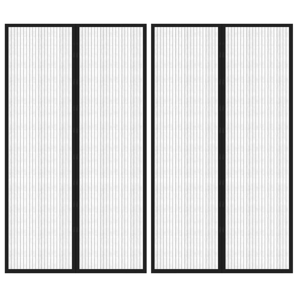 vidaXL Rideaux de porte anti-insectes 2 Pièces avec aimants noir 200x80cm
