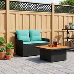 vidaXL Canapé de jardin avec accoudoirs et table relevable 2 Pièce