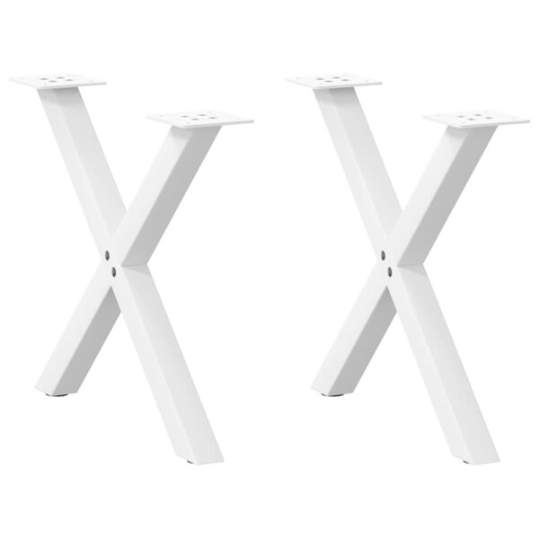 vidaXL Pieds de table basse en forme de X  2 pièces  blanc  50 x (42-43) cm  acier