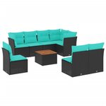 vidaXL Salon de jardin 9 Pièces avec coussins noir résine tressée