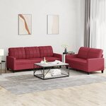 vidaXL Ensemble de canapés 2 Pièces et coussins Rouge bordeaux Similicuir