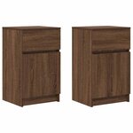 vidaXL Tables de chevet 2 Pièces chêne marron 39x35x65 cm bois ingénierie