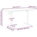 vidaXL Bureau Noir et Brun Clair 140 x 60 cm Bois de chêne massif