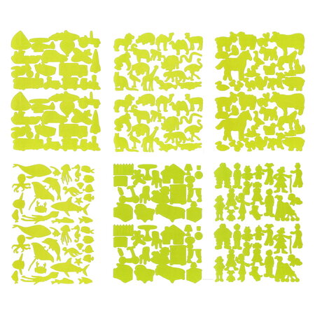 Loisirs créatifs enfants - 6 planches gommettes basiques - multiformes vert lime