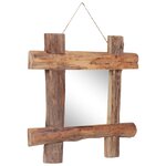 vidaXL Miroir à bûches Naturel 50x50 cm Bois de récupération massif