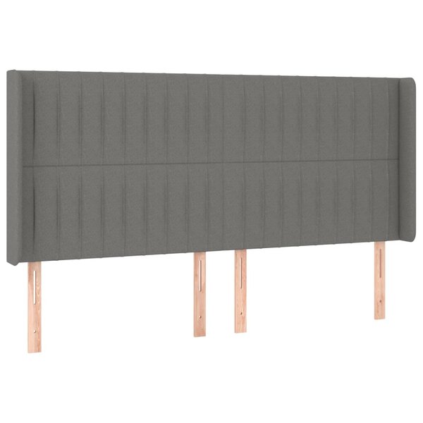 vidaXL Tête de lit avec oreilles Gris foncé 203x16x118/128 cm Tissu