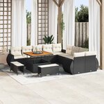 vidaXL Ensemble de canapé de jardin 13 Pièces Noir polyrotin