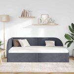 vidaXL Cadre de lit d'angle Gris foncé 80 x 200 cm Velours