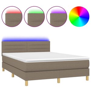 vidaXL Sommier à lattes de lit avec matelas LED Taupe 140x200 cm Tissu