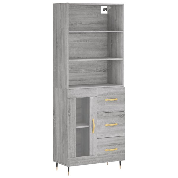 vidaXL Buffet haut Sonoma gris 69 5x34x180 cm Bois d'ingénierie