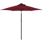 vidaXL Parasol de jardin avec LED mât en acier bordeaux 225x225x212 cm