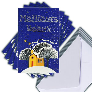 LOT 5 Cartes Meilleurs Vœux + 5 Enveloppes 4x9cm