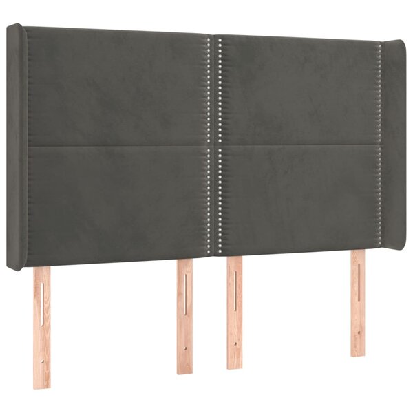 vidaXL Tête de lit avec oreilles Gris foncé 147x16x118/128 cm Velours