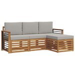vidaXL Ensemble de canapés d'extérieur 4 pc Gris Naturel et Clair
