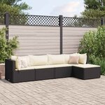 vidaXL Salon de jardin 5 Pièces avec coussins Noir Résine tressée