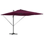 vidaXL Parasol déporté Roma avec LED en rouge bordeaux  286 x 285 x 270 cm en aluminium.