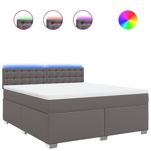 vidaXL Sommier à lattes de lit avec matelas Gris 180x200 cm Similicuir