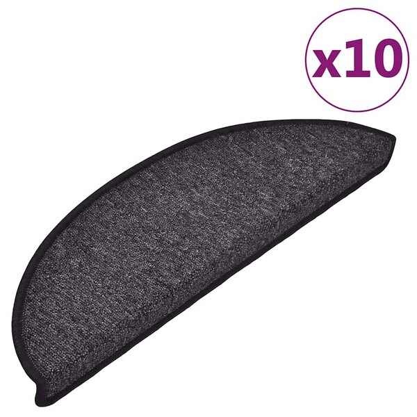 vidaXL Tapis d'escalier 10 pièces 56 x 17 x 3 cm Anthracite Demi-rond
